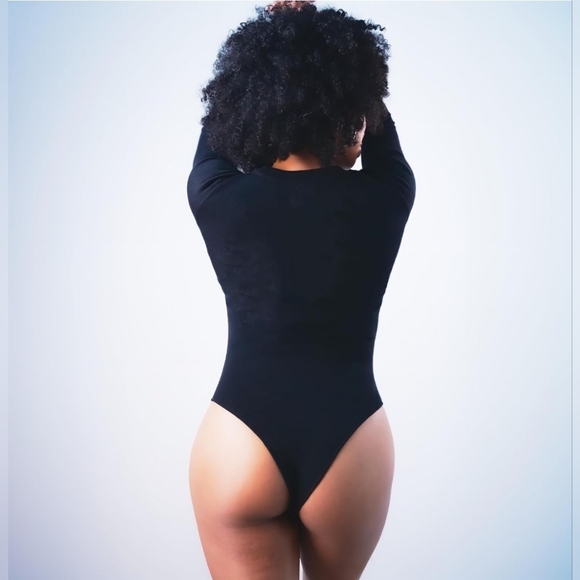 LARNE Wool Knit Bodysuit Long Sleeve One Piece Thong Sexy Scoop Neck Top NWT L - Picture 6 of 11